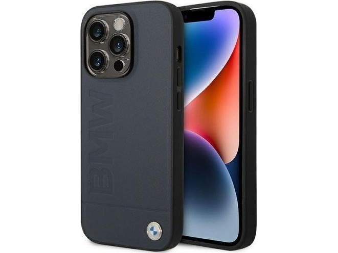 Bmw Etui Bmhmp14xsllna Apple Iphone 14 Pro Max Marineblå/Navy Hardcase Læder Hot Stamp Magsafe