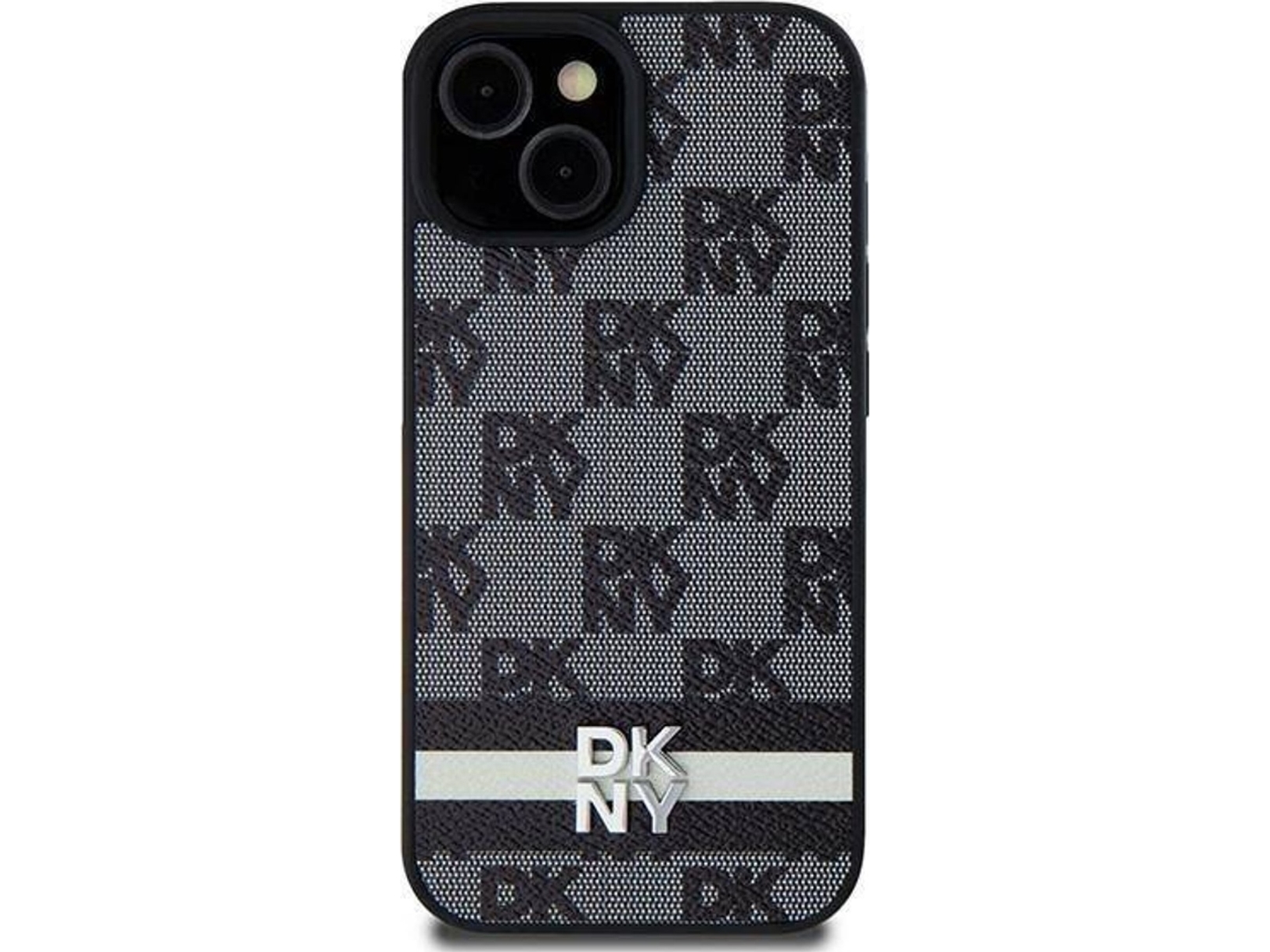 Dkny Dkhcs24lpcptssk S24 Ultra S928 Schwarzes Hardcase Aus Leder Mit Karo-Mono-Muster & Bedruckten Streifen