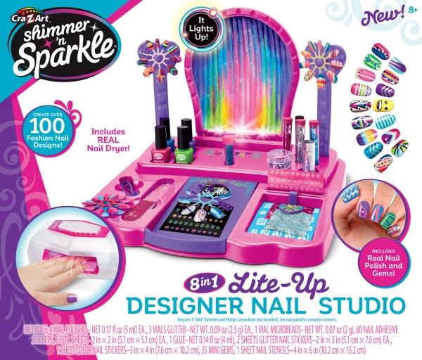 SHIMMER N SPARKLE 8 IN 1 NAIL SALON W. DRYER ASS | Leksaker - Rollek - Smink och hår | GameStuff