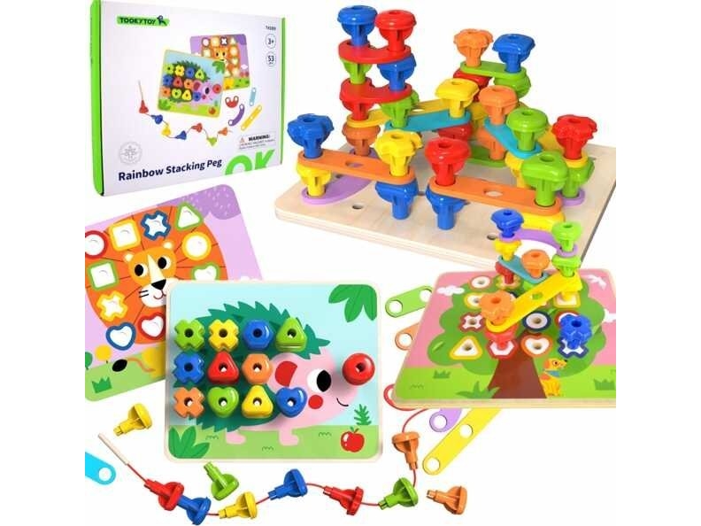 Tooky Toys TOOKY TOY Daugiafunkcinė lenta Spalvotų varžtų rinkinys Mokomosios figūros