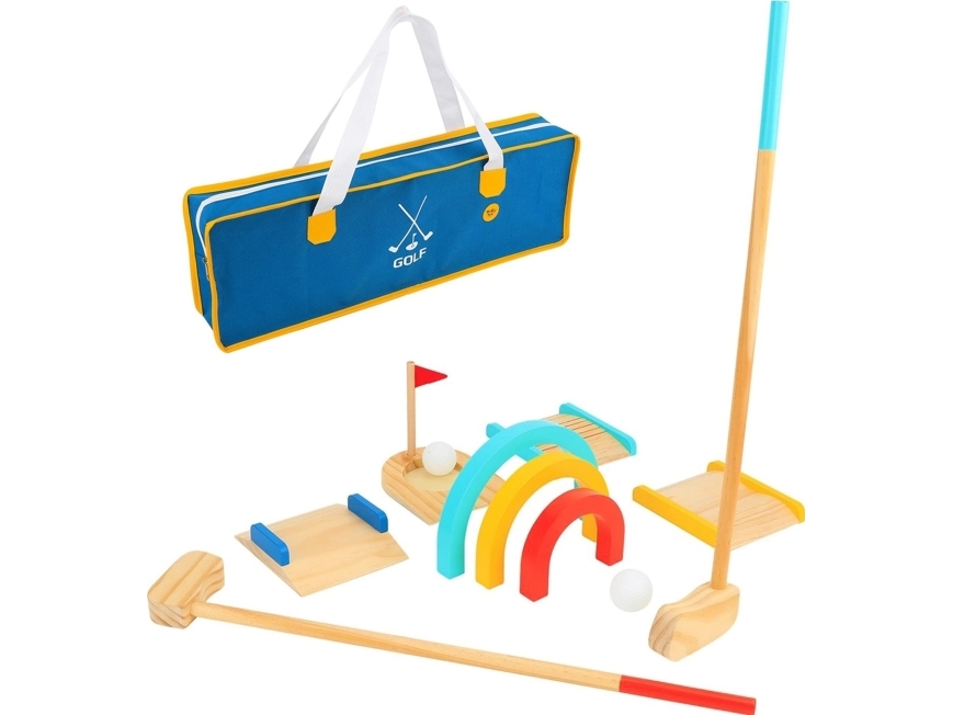 Tooky Toy puinen golfpeli 2 hengelle 13 El. by Lumarko!