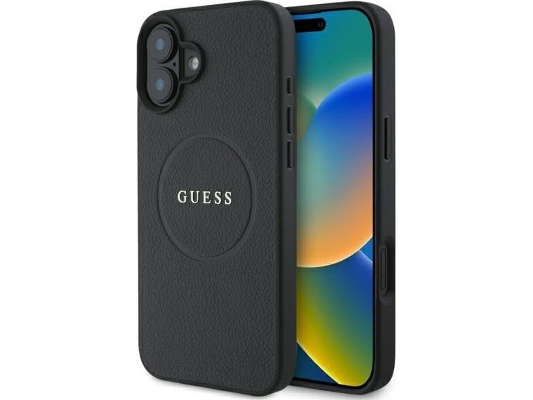 Guess Guess Guhmp16spghsmmk Iphone 16 6.1" Czarny/Black Hardcase Grained Gold Ring Magsafe