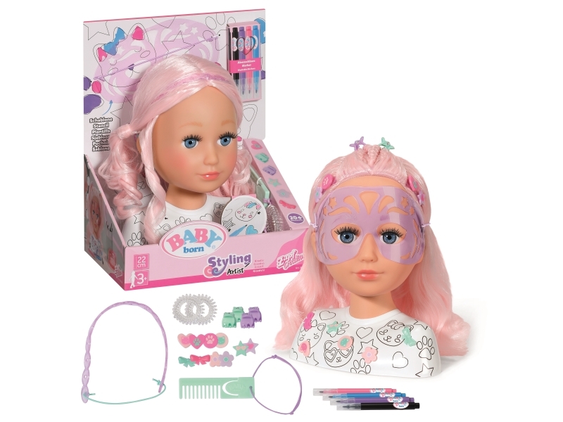 Baby Born Styling Head Artist, Make-Up-/Styling-Puppenkopf, Weiblich, 3 Jahr(E), Mehrfarbig