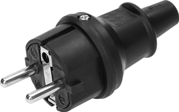 Orno Gummistecker Mini Ip44 Schwarz 2P+Z Uni Schuko