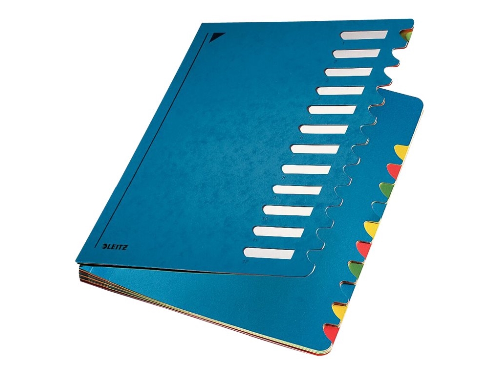 Leitz - Deler - 12 Dele - Præ-Trykt: 1-12 - For A4 (210 X 297 Mm) - Med Faneblade - Blå