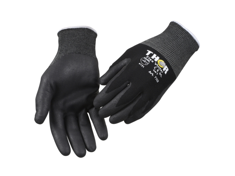 Halvdoppad nitrilhandske, THOR Flex Winter, 11, svart, nitril/nylon, - (12 st) | Kläder & Säkerhet - Handskar - Arbetshandskar | GameStuff
