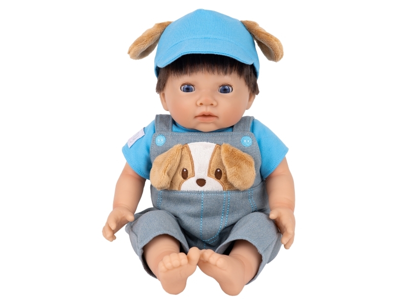 Tiny Treasures dukke-outfit med hundehvalp i 3 dele