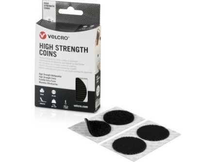 VELCRO High Strength fastgørelse 6 krogpunkter 6 løkkepunkter, krog & løkke, DM 45mm sort