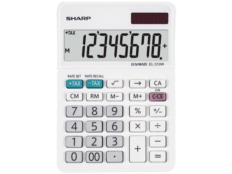 Sharp El-310W, Desktop, Finansiel, 8 Cifre, 1 Linier, Batteri/Solar, Hvid