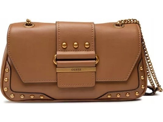 Guess, Greta, Polyurethane, Textile Crossbody Bag, Cognac, Hwvb81 29210, 16 X 29 X 5.3 Cm, For Women