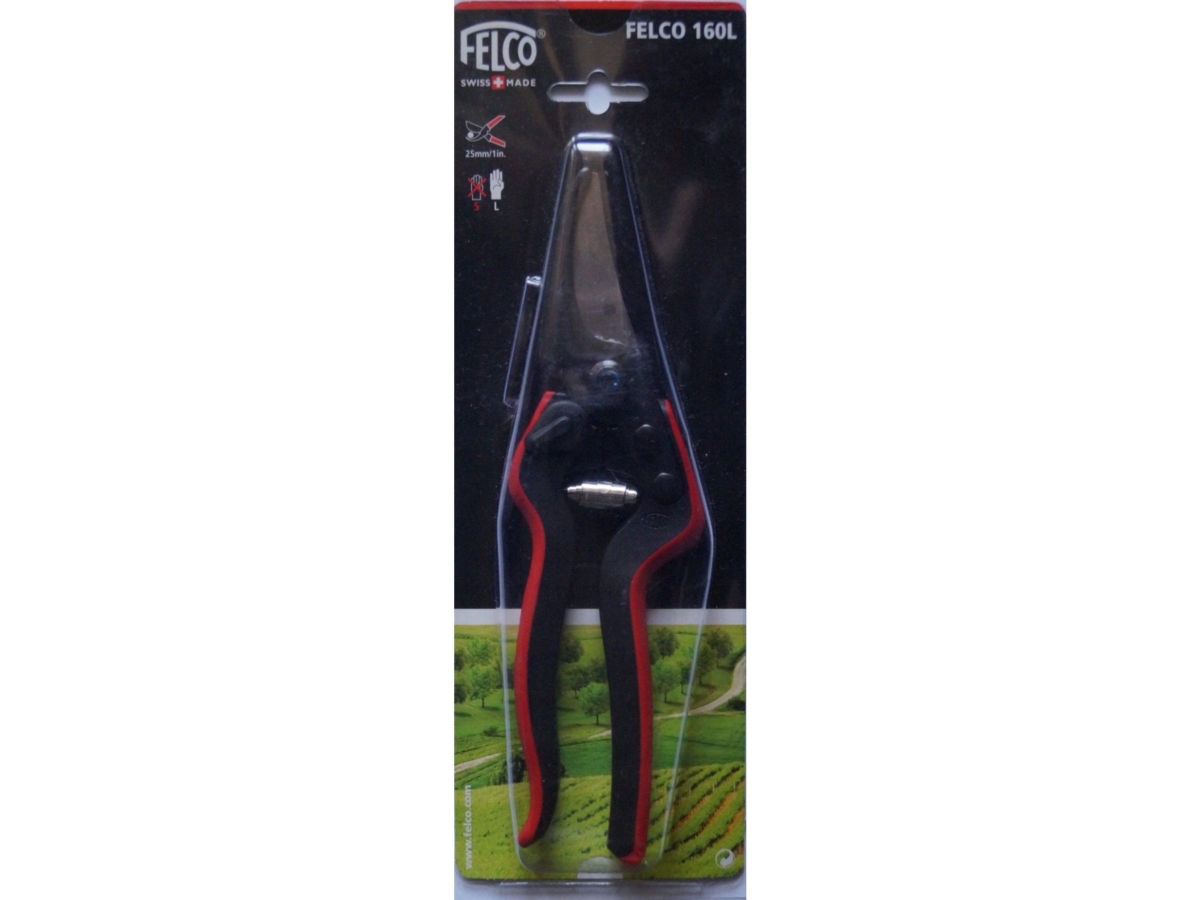 Felco 160 L, Aflede, Sort, Rød, Stål, Rustfrit Stål, 220 Mm, 2,5 Cm