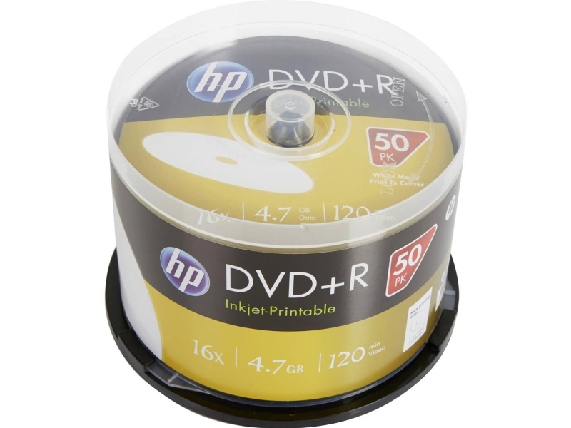 Hp Dre00026wip, Dvd+R, 120 Mm, Printbar, Kageæske, 50 Stk, 4,7 Gb