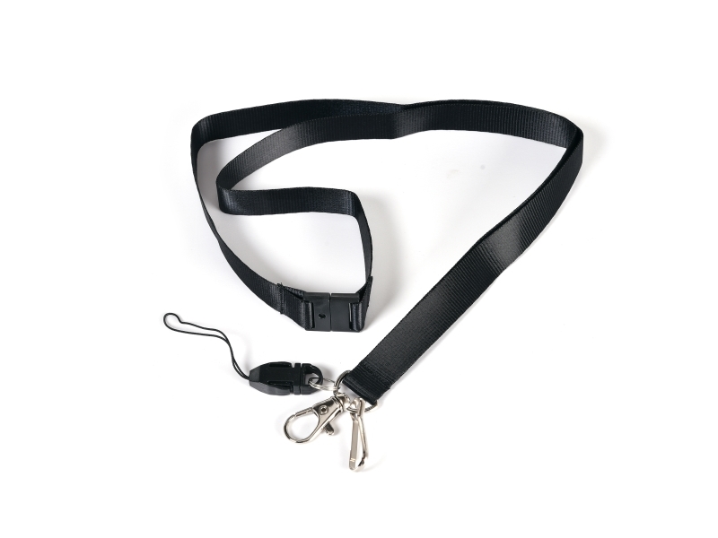 Tekstilhalsbånd, Bnt, 15X450 Mm Til Id/Navneskilt Med Lås, Sort - (10 Stk./Pakke)
