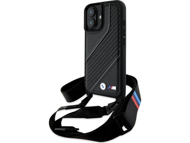 Bmw Bmhcp16m23pscck Apple Iphone 16 Plus 6.7&Quot Tasche Für Telefon Schwarz / Tasche Für Telefon Schwarz M Edition Carbon Stripe &Amp Strap