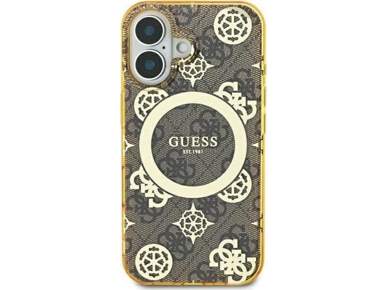 Guess Iml Peony On 4G Background Magsafe Case Für Iphone 16 Pro - Braun