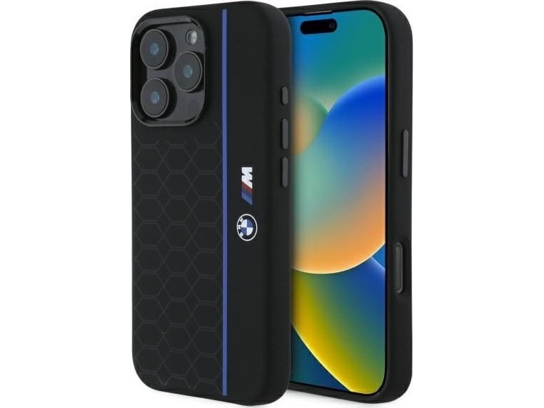 Bmw Bmhmp16x23sheb Apple Iphone 16 Pro Max 6.9&Quot Dėklas Telefonui Juodos Spalvos Silikoninis Hexagon Line Magsafe