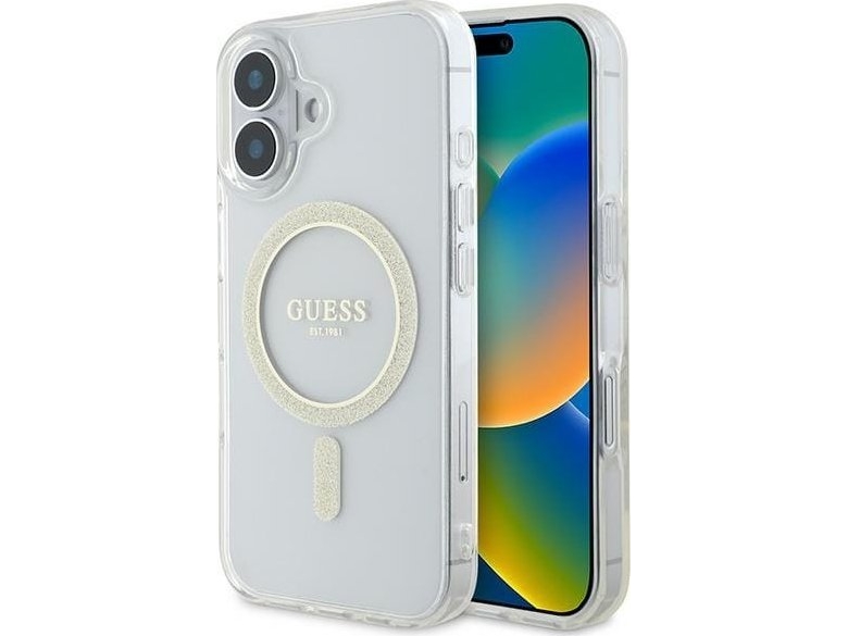 Guess Iml Glitter Circle Magsafe Cover Til Iphone 16 - Clear