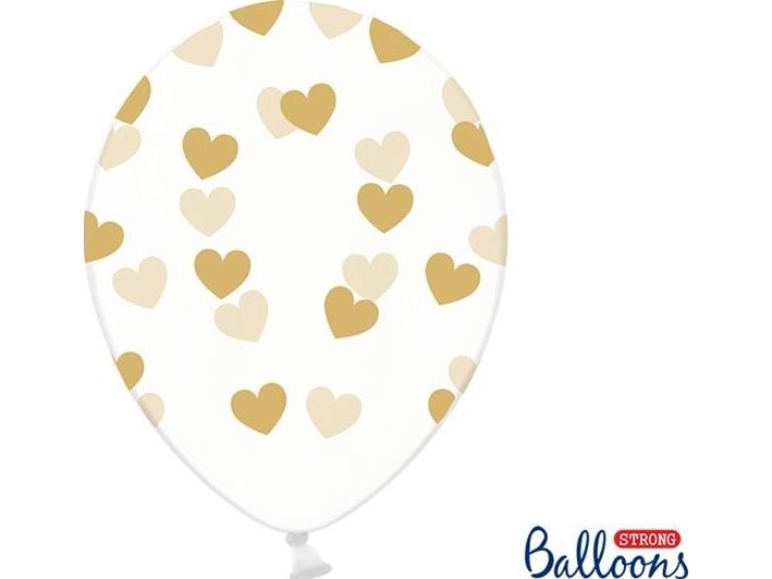 Klare Luftballons Mit Goldenen Herzen