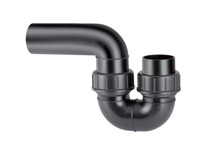 PEH universalvandlås, Geberit, 75 mm, 2-forskr, sort | VVS Artiklar - Dränering - PEH dränera | GameStuff