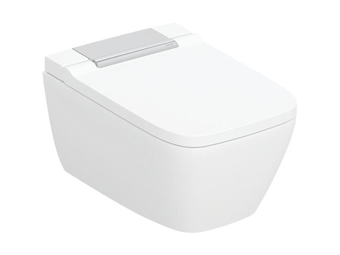 Geberit AquaClean Sela Square douchetoilet, uden skyllekant, rengøringsvenlig, hvid/krom