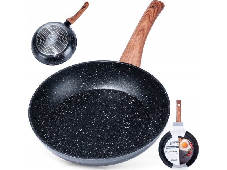 Keptuvė Vilde Juodas&Amp Amp Wood 24 Cm Aliuminė Su Granitine Danga