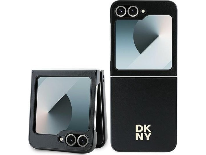 Dkny Nakładka Do Samsung Galaxy Z Flip6 Dk000221 Czarna Plain Leather Metal Stack Logo