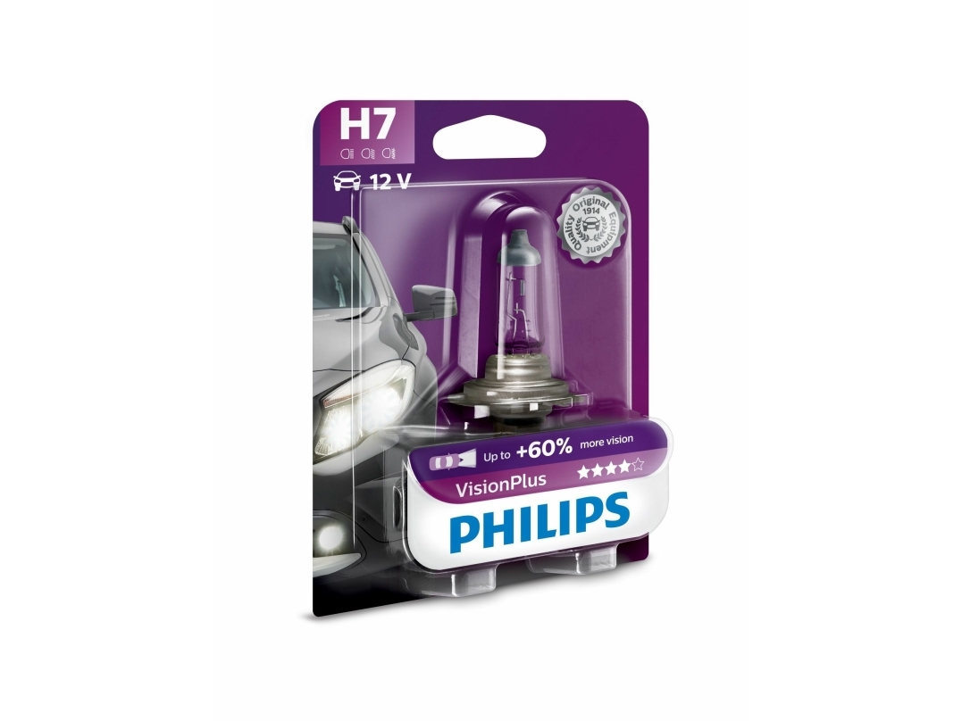Philips Visionplus 12972Vpb1 Mehr Sicherheit Und Komfort, 55 W, 12 V, H7, Halogen, 3250 K, 1 Stück(E)