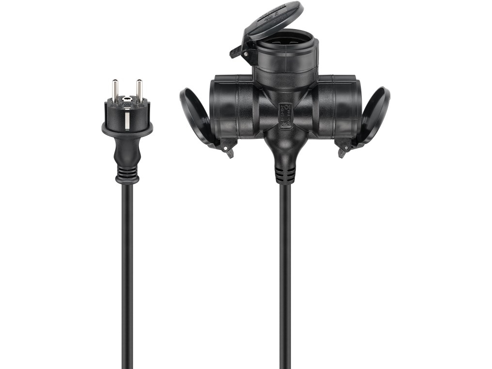 Goobay ulkokäyttöön tarkoitettu jatkokaapeli, 10 m, musta - Kaapelin pituus 10 m