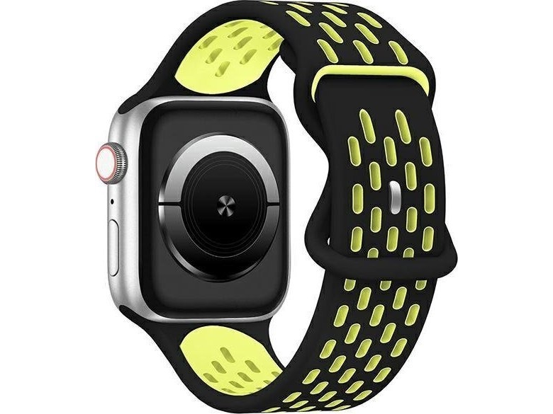 Beline Apyrankė Apple Watch New Sport Silikoninė 38/40/41Mm Juodos Ir Geltonos Spalvos Box