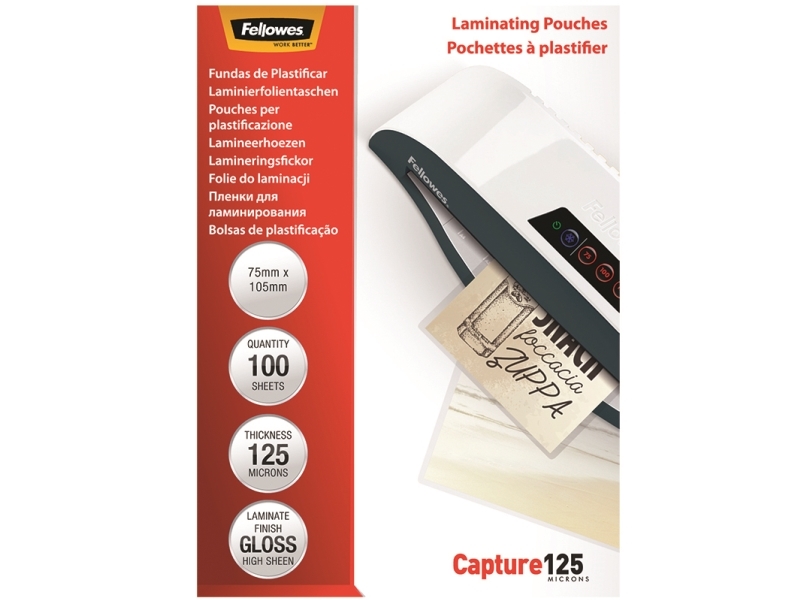 Lamineringsfickor Fellowes 75x105 mm 125 micron - (100 st) | Kontorsmaskiner - Kontorsmaskiner - Laminering - Lamineringsficka | GameStuff