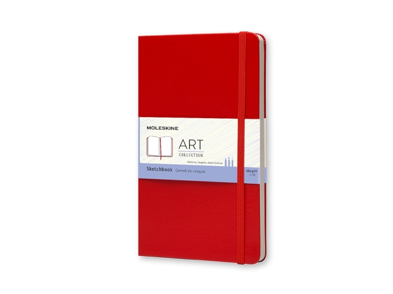 Moleskine skissblock MOLESKINE L (13x21cm), hårt omslag, 104 sidor, röd | Skola & Hobby - Skolböcker & kalkylblad - Lösa ark och block | GameStuff