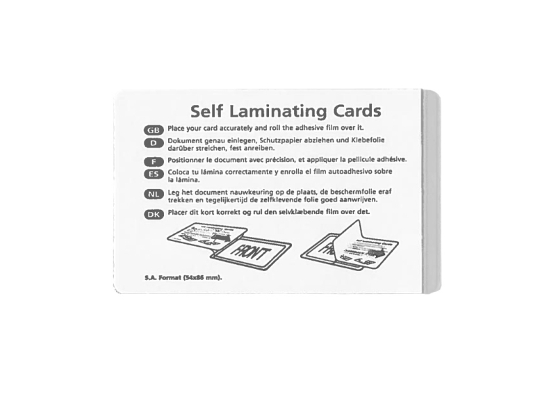 Lamineringslomme 54x86mm selvklæb. 100stk/pak - (100 stk.)