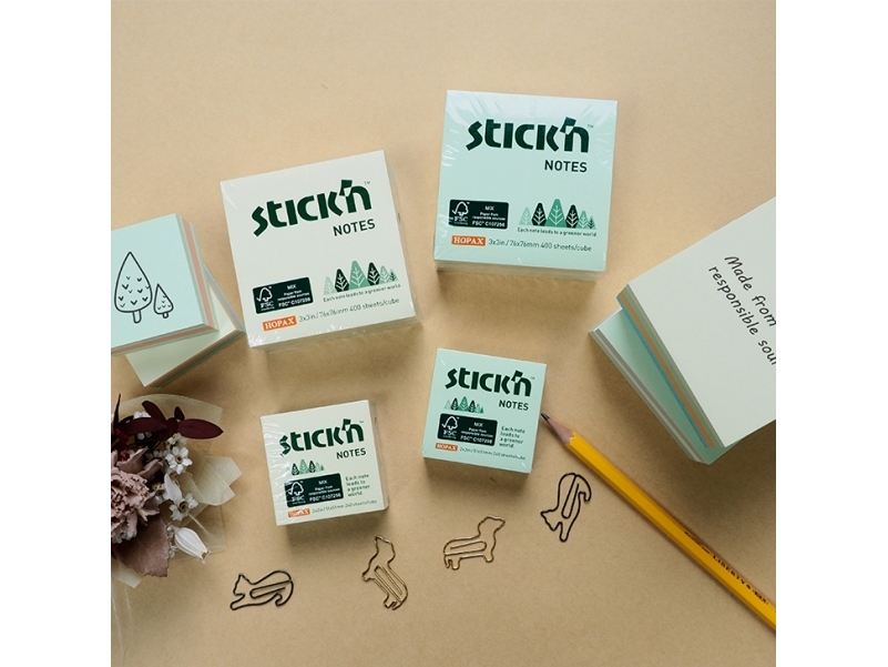 Stick'n Stick'n Miljø Notisblok FSC 400 ark 76x76mm Assort 4 Farver 4712759218907 Modsvarer: N/A