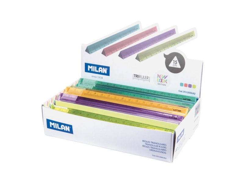 Milan Linealer 15Cm Trekantede 60Stk Display