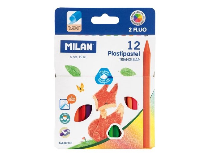 MILAN triangulärt pastellkrita 12 färger | Skrivredskap - Blyertspennor & pencils - Blyertspennor | GameStuff