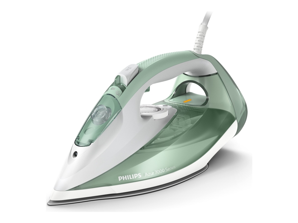 Philips Azur 7000 Series DST7012 - Dampstrygejern - såleplade: SteamGlide Plus - 2600 W - grøn/grå