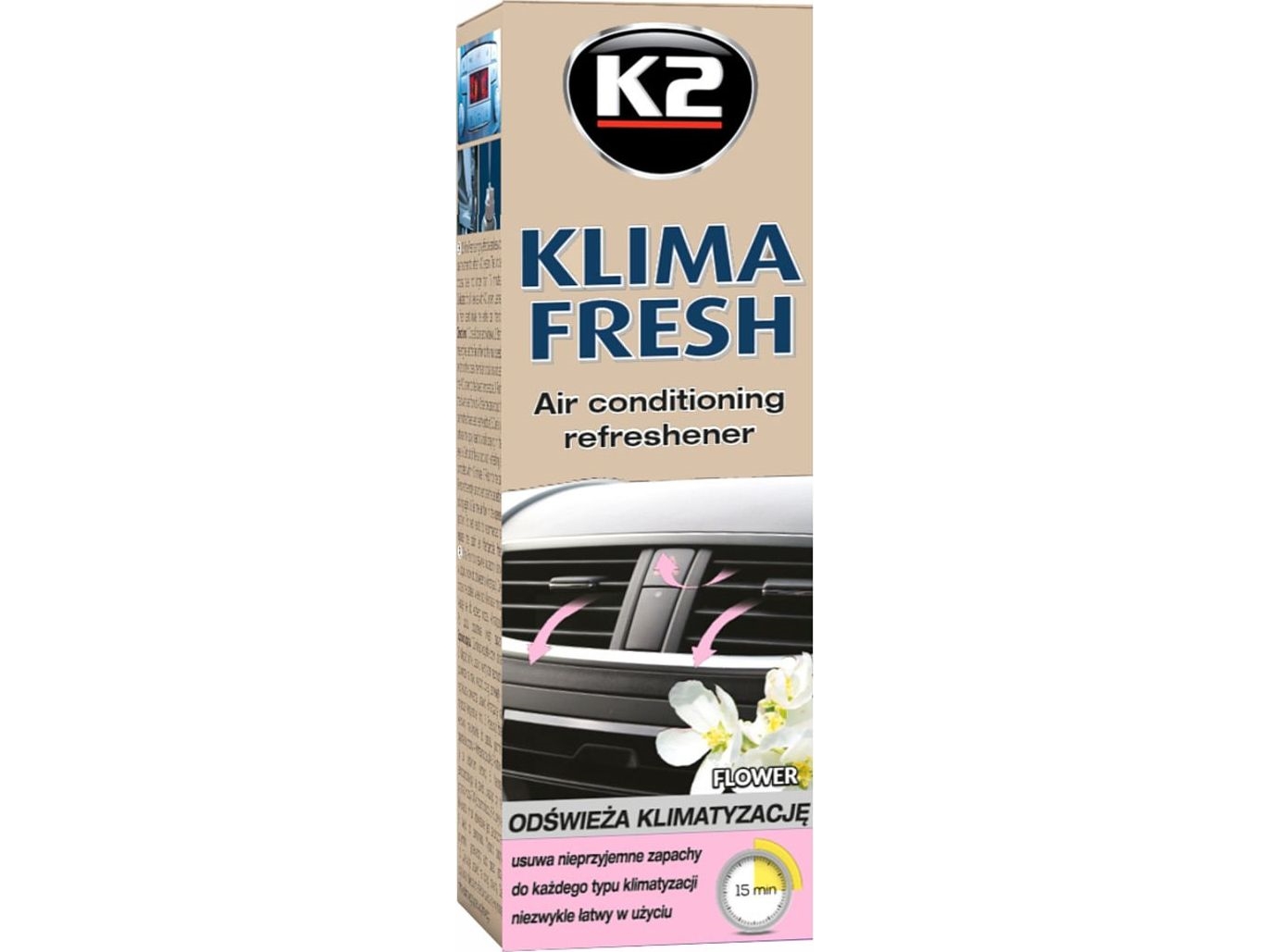 K2 Klima Fresh ikke-invasiv rengøringsmiddel til klimaanlæg Flower 150 ml (universel)