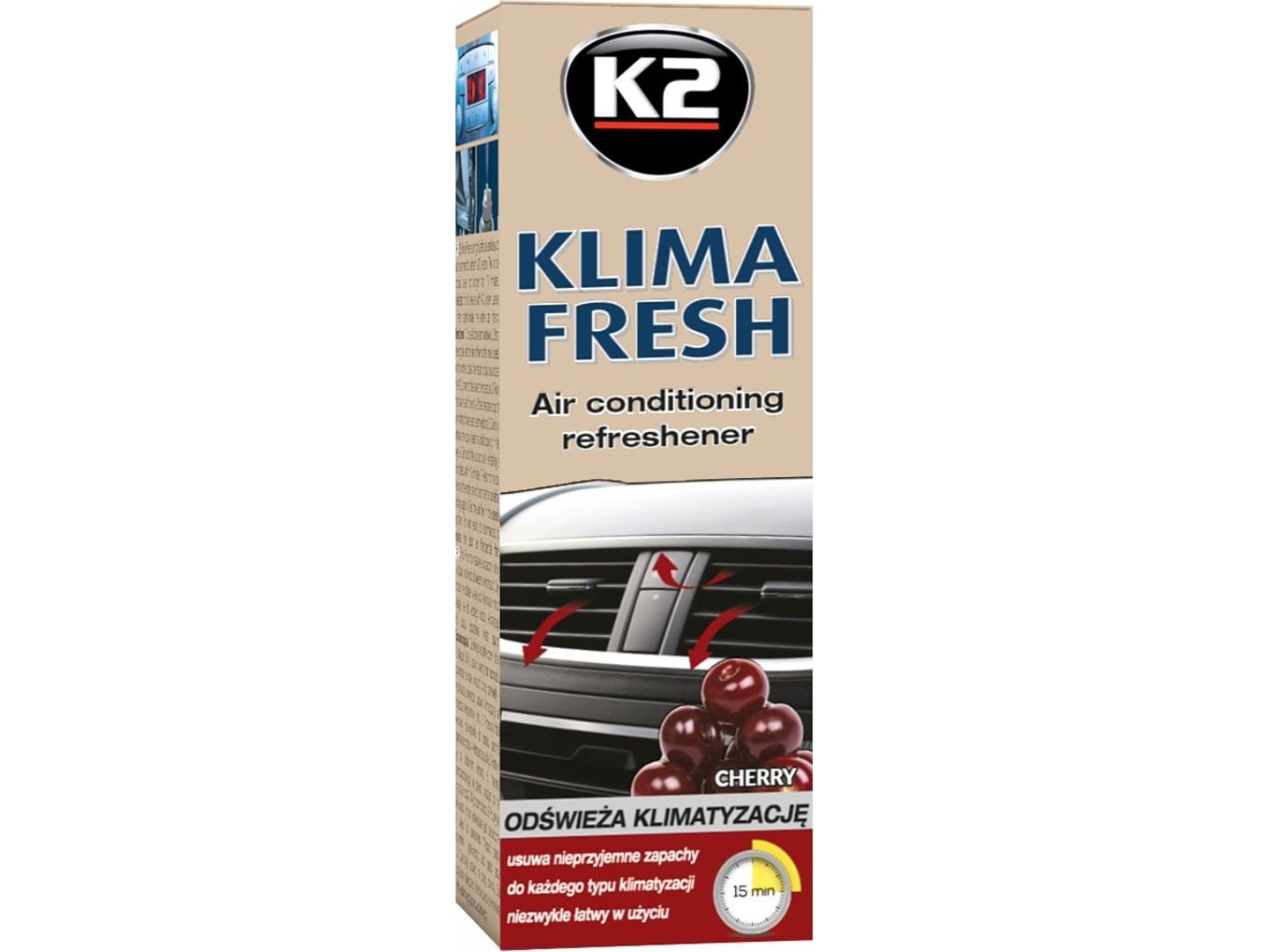 K2 K2 Klima Fresh ikke-invasiv rengøringsmiddel til klimaanlæg Cherry 150 ml universel