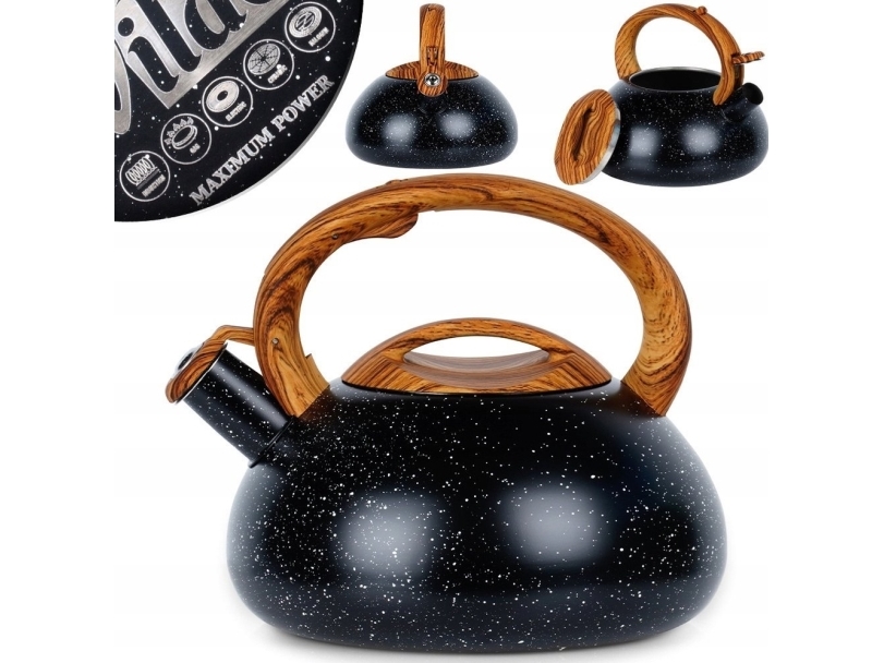 Wasserkessel Mit Pfiff Stahl Schwarz 3 L