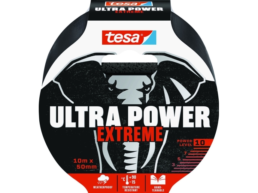 Tesa Ultra Power Extreme, Sort, Reparerer, Pet-Filt, Gummi, Metal, Pvc, Grov, Glat, 10 M