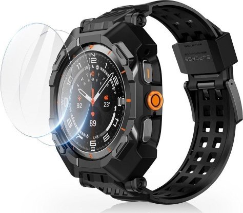 Supcase Etui Supcase Unicorn Beetle Pro & Tempered Glass 2 Pack Na Samsung Galaxy Watch Ultra 47 Mm Svart