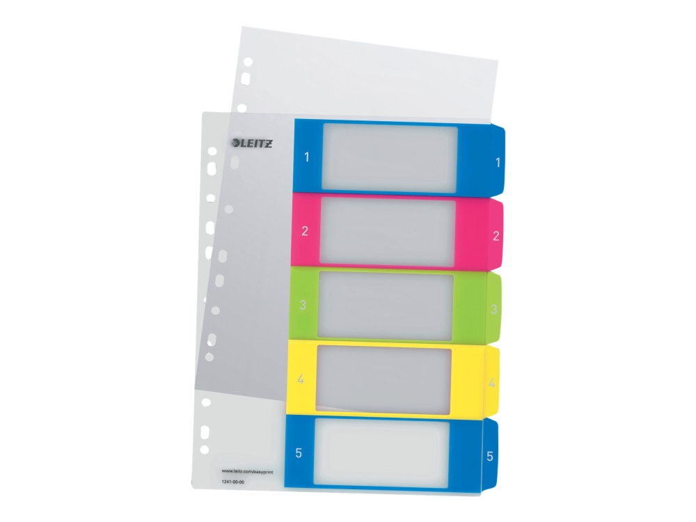 Leitz WOW A4+ - Deler - 5 dele - præ-trykt: 1-5 - med faneblade - gennemsigtig, mange farver