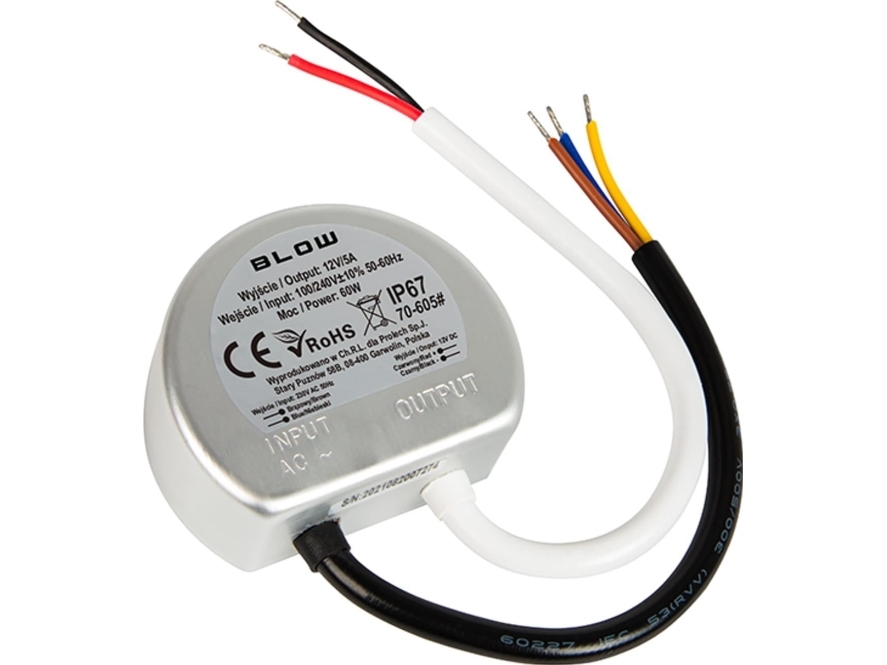 Blow 70-605# impulsspændingsforsyning indkapslet 12V/5A 60W metal