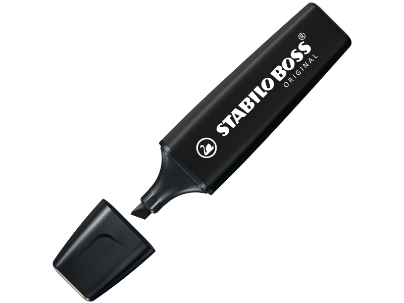 STABILO BOSS ORIGINAL, 10 stk, Sort, 18 År, Mejselspids, Sort, Plast