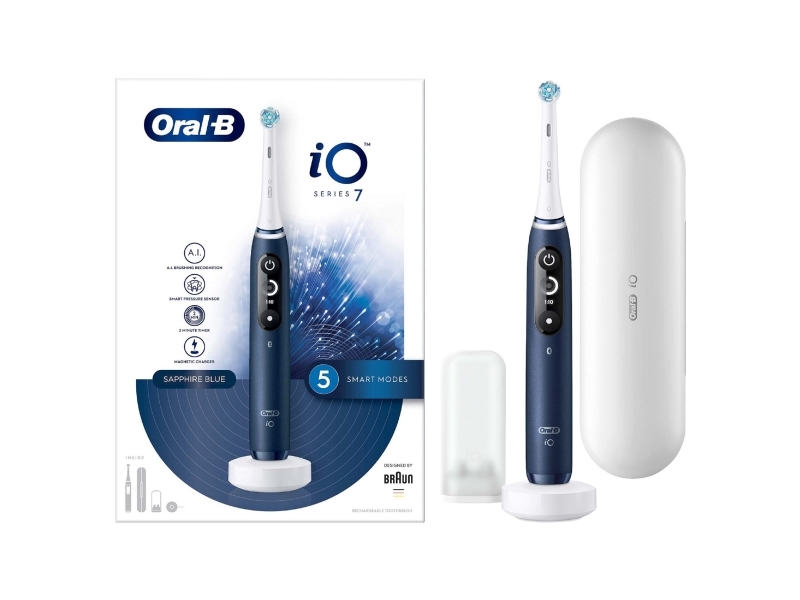 Oral-B iO iO7, Vuxen, Roterande tandborste, Daglig vård, Djuprengöring, Gum omsorg, Känslig, Tandblekning, Blå, 2 min, Saphire Blue | N - A | GameStuff