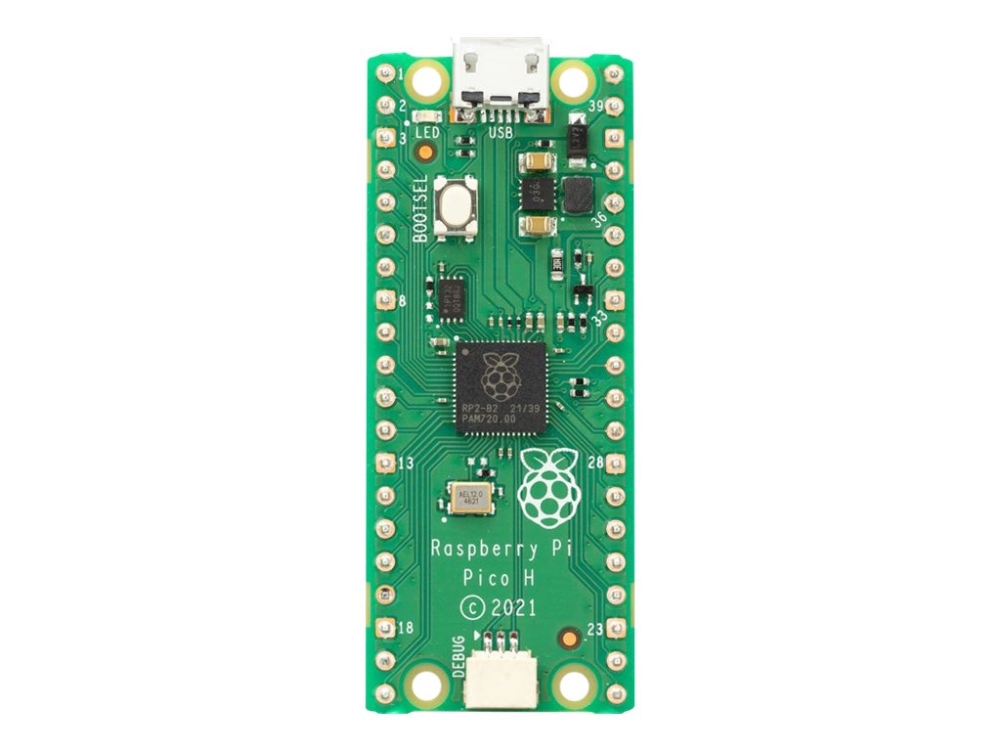 Raspberry Pi Pico H - Udviklingstavle - Raspberry Pi RP2040 / 133 MHz - RAM 264 KB - Blitz 2 MB