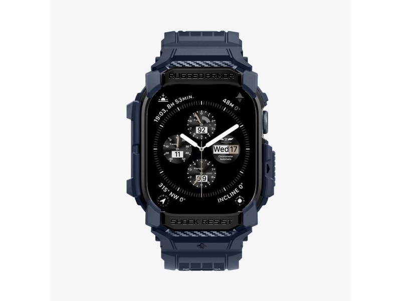 Spigen Rugged Armor Pro, Gehäuse + Band, Smartwatch, Navy, Apple, Apple Watch 10 (46Mm), Thermoplastische Polyurethane (Tpu)