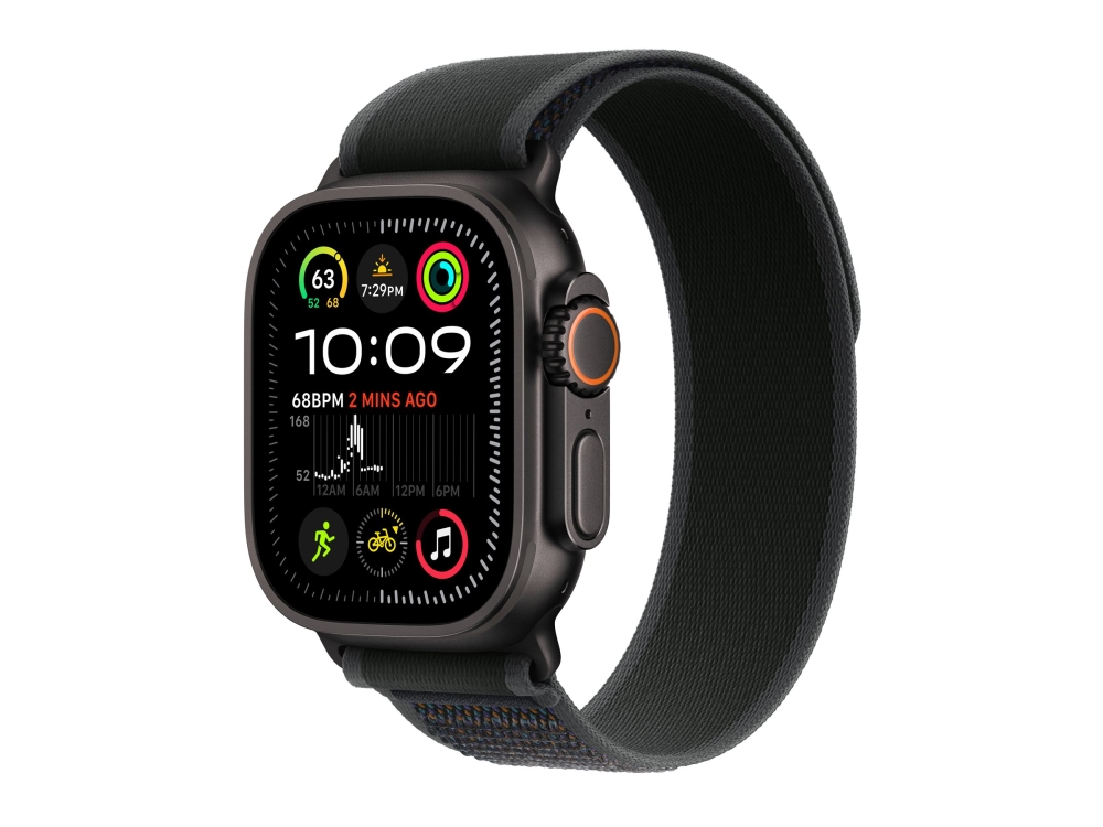 Apple Watch Ultra 2 - 49 Mm - Sort Titanium - Smart Ur Med Trail Loop - Nylonflet - Sort - Båndstørrelse: S/M - 64 Gb - Lte, Wi-Fi 4, Uwb, Bluetooth