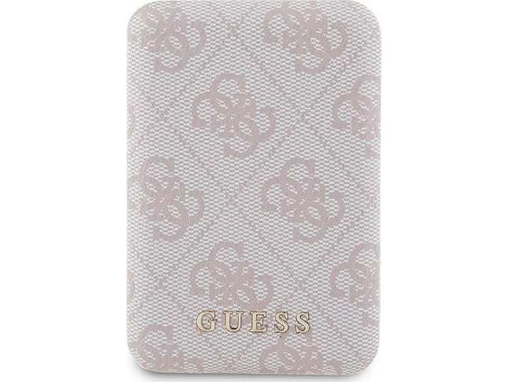 Powerbank Guess Guess Powerbank Indukcyjny 15W Gupb5fp4emgp 5000Mah Różowy/Pink 4G Leather Metal Logo Magsafe