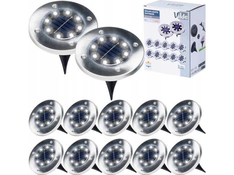 Vilde LED Solar Trädgårdslampor LED Stål Driven VILDE 11,5 cm 12 st. | Belysning - Inomhusbelysning - Bordslampa | GameStuff